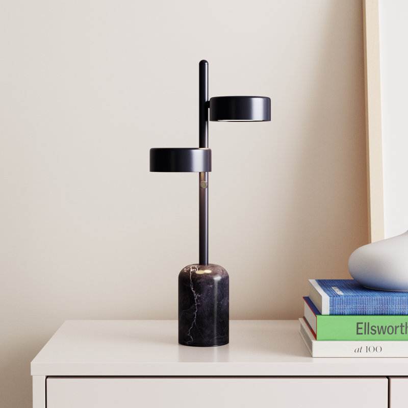 Adjustable Black Metal and Marble LED Table Lamp