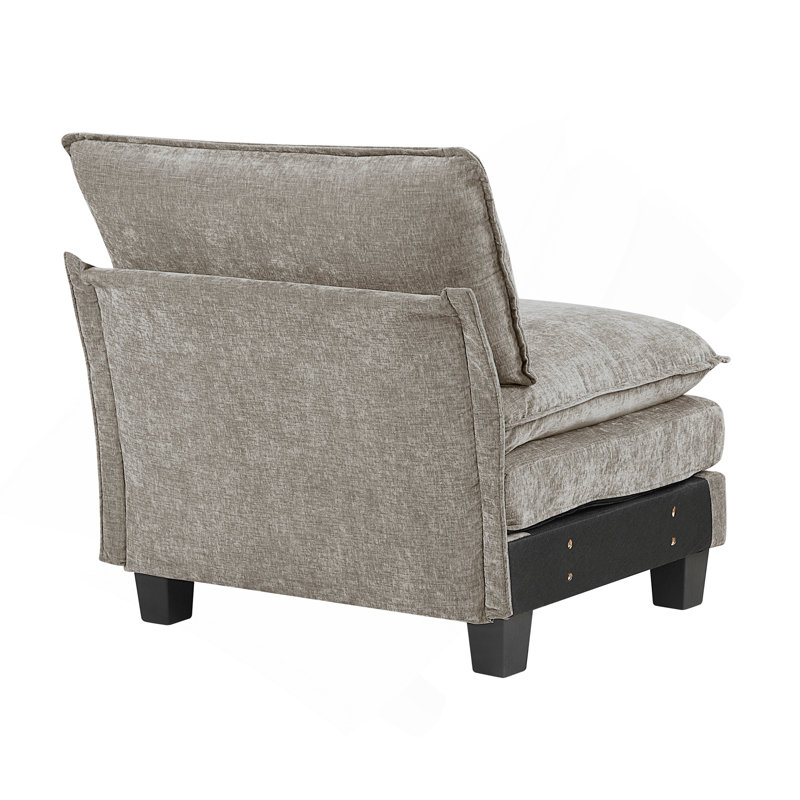 Ensemble modulaire 5 pièces avec repose-pieds moelleux en chenille, Gris brun