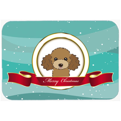 Poodle Merry Christmas Glass Cutting Board
