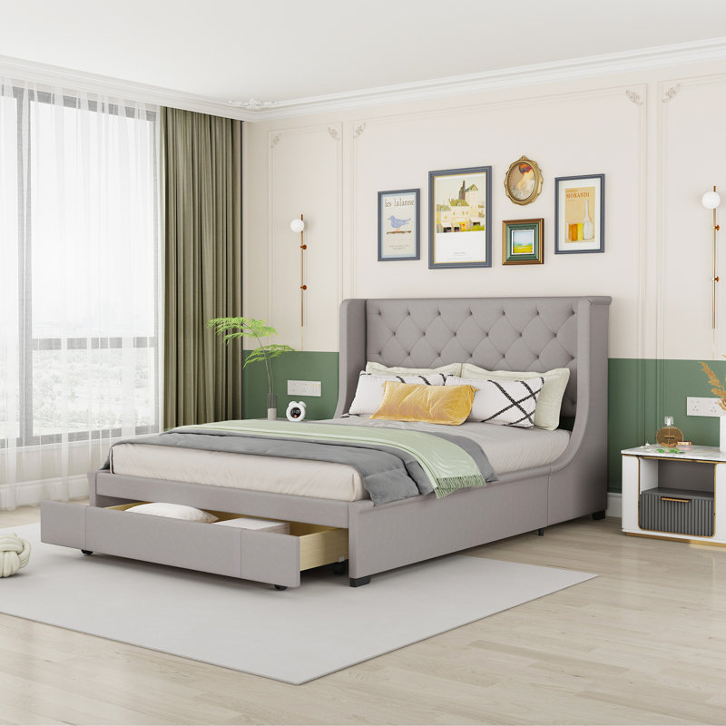 Grand lit plateforme avec rangement Bucher