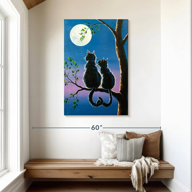 Couple de chats Hardie au clair de lune, H 45 po x l 30 po
