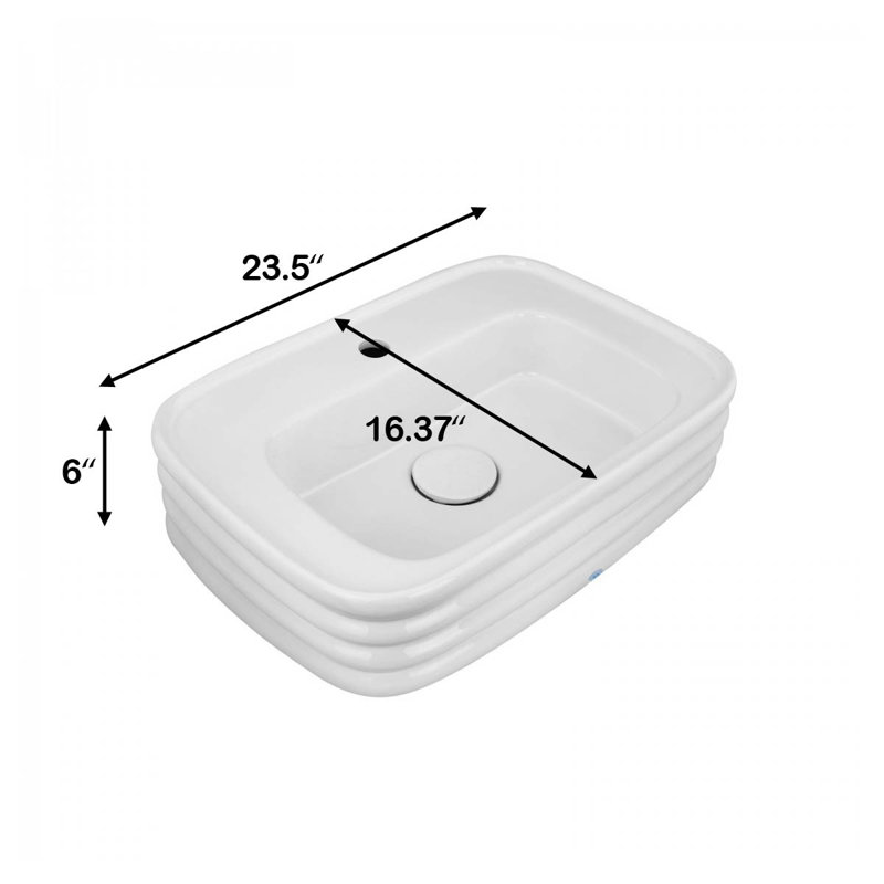 The Renovators Supply Inc. 16.37'' White Ceramic Rectangular Bathroom Sink