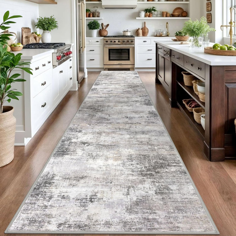 Washable Area Rugs Non Slip Bedroom Rug Living Room Rugs with Rubber Backing, Runner 3' x 16'