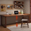 Bureau rectangulaire en bois massif de couleur châtaignier clair-118342512