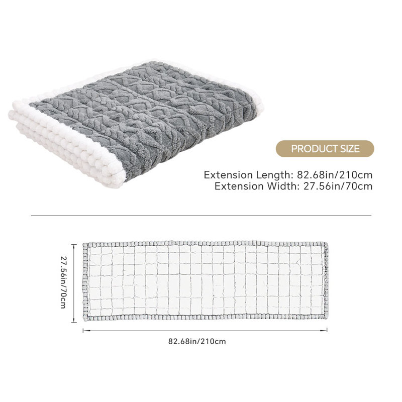 Plush Sofa Slipcover, 70cm H x 210cm W x 70cm D