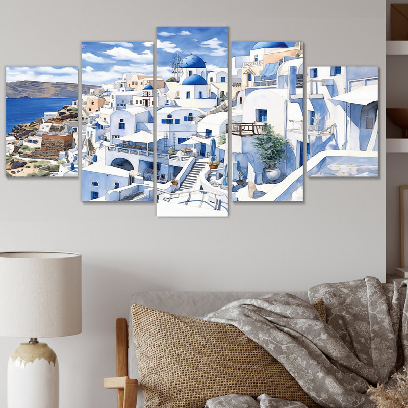 Norfleet - Greece Canvas Wall Art - 5 Panels