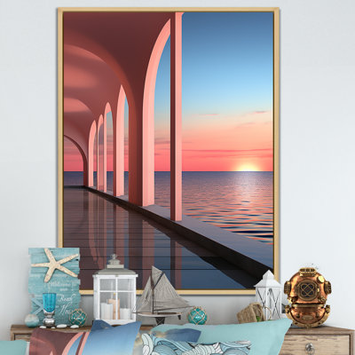 «Sunset Coastal Architecture Serenity I», reproduction sur toile
