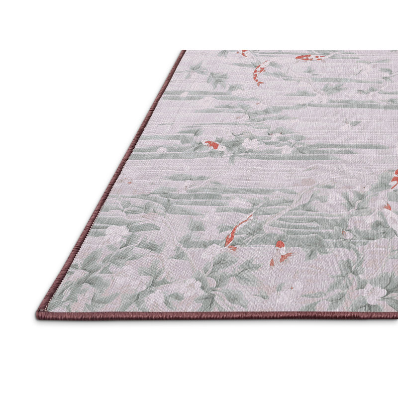 Machine Washable Beige Area Rug, Rectangle 4' x 6'