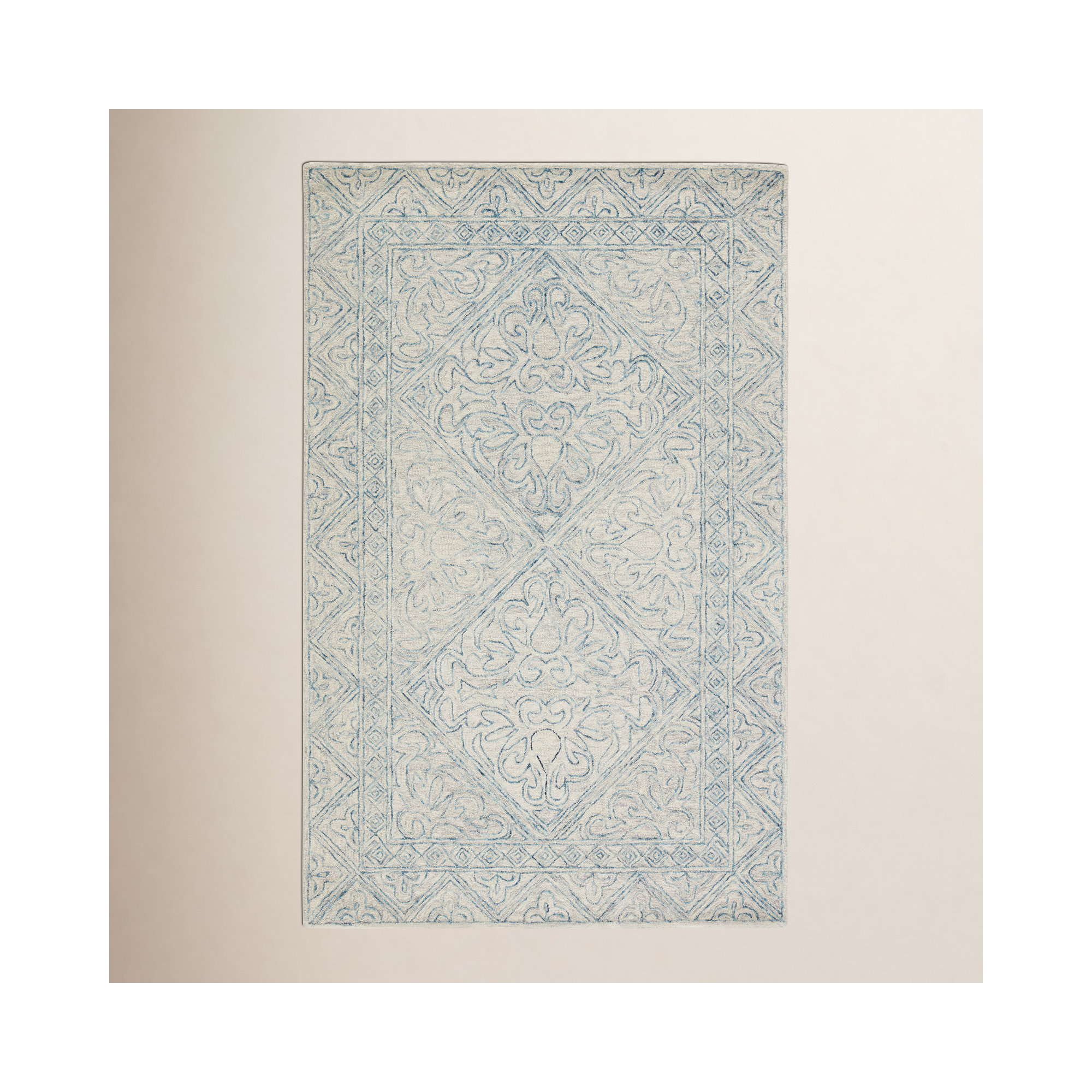 Brandon Handmade Wool Blue/Beige Rug, Rectangle 9' x 12'