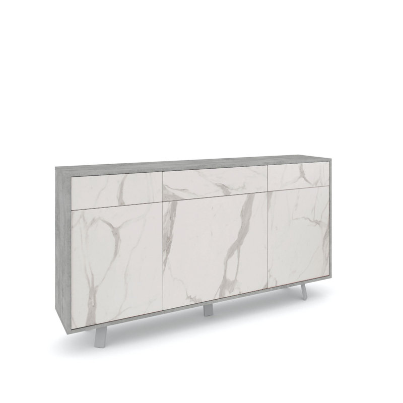 Dairis 416.56cm Sideboard, Cement/Calacatta