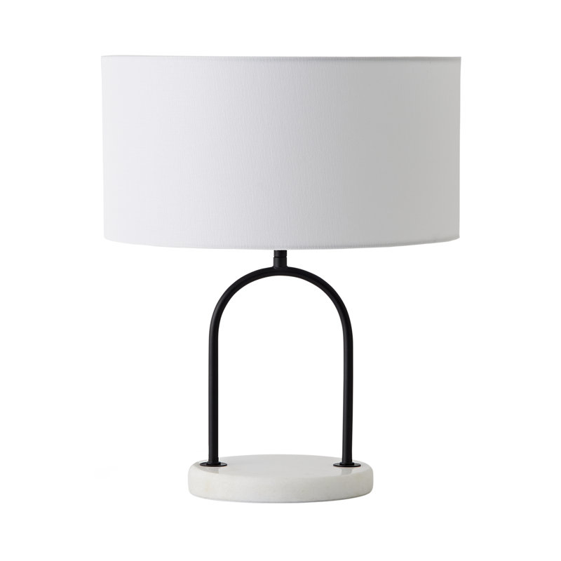 Metal Table Lamp, White, Black