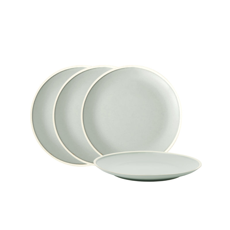 Service de vaisselle en céramique Morandi de Ebern Designs, paquet de 4, ensemble de 4 assiettes plates en carbone bleu mat parfait pour la cuisine, le patio et les ensembles repas