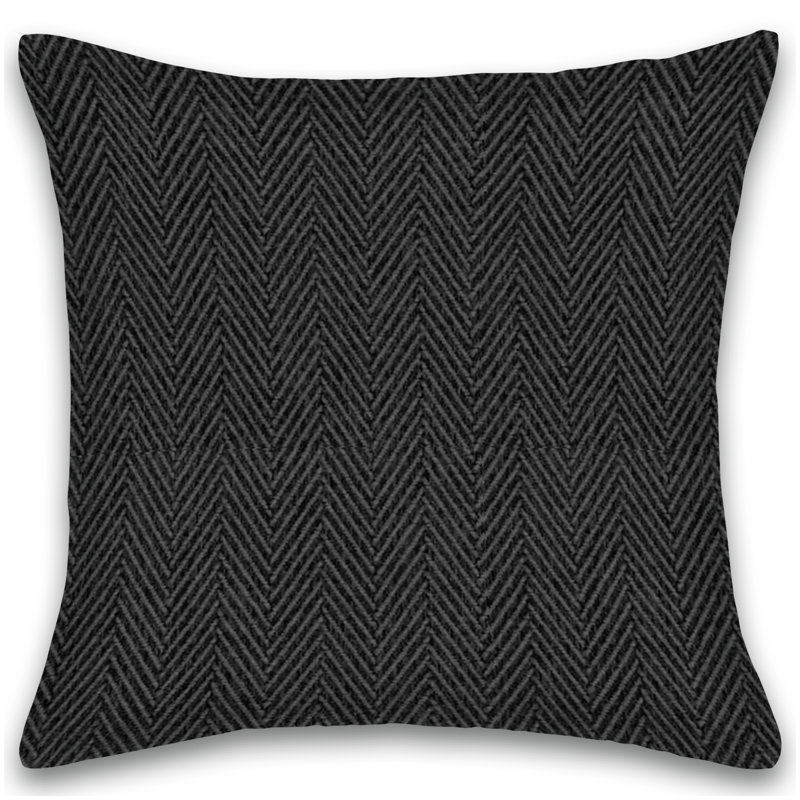 Herringbone Cotton Throw Pillow, Black