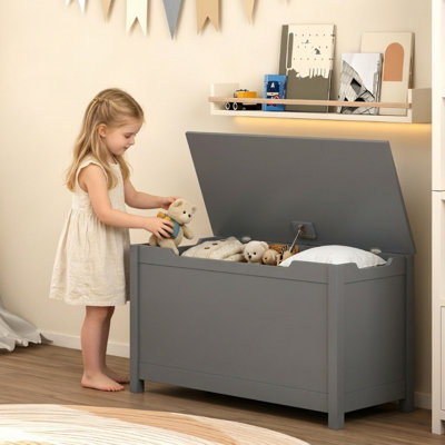 Coffre à jouets pour enfants avec charnière de sécurité, coffre de rangement en bois pour garçons et filles, grand coffre à jouets, meuble de rangement intégré pour salle de jeux, chambre ou chambre d'enfant