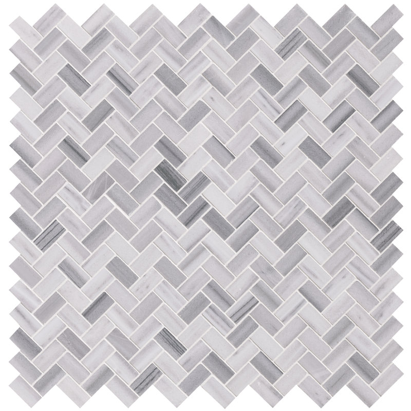Marello Herringbone 12 in. x 13 in. Polished Marble Mosaic Floor and Wall Tile