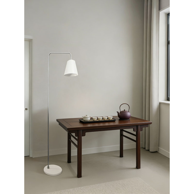 Adjustable Floor Lamp With Solid Base - Brushed Nickel Reading Light For Living Room, Bedroom, Or Over Chair Use