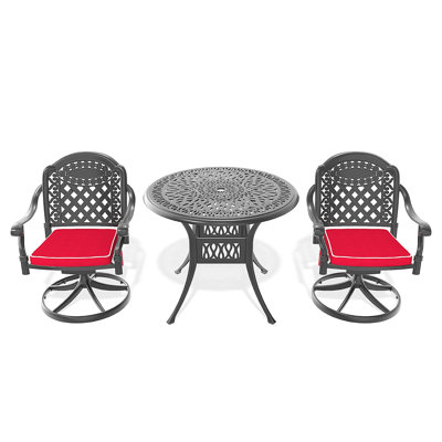 Ensemble de salle à manger toutes saisons en fonte d'aluminium, avec chaises pivotantes et table ronde de 35,43 po