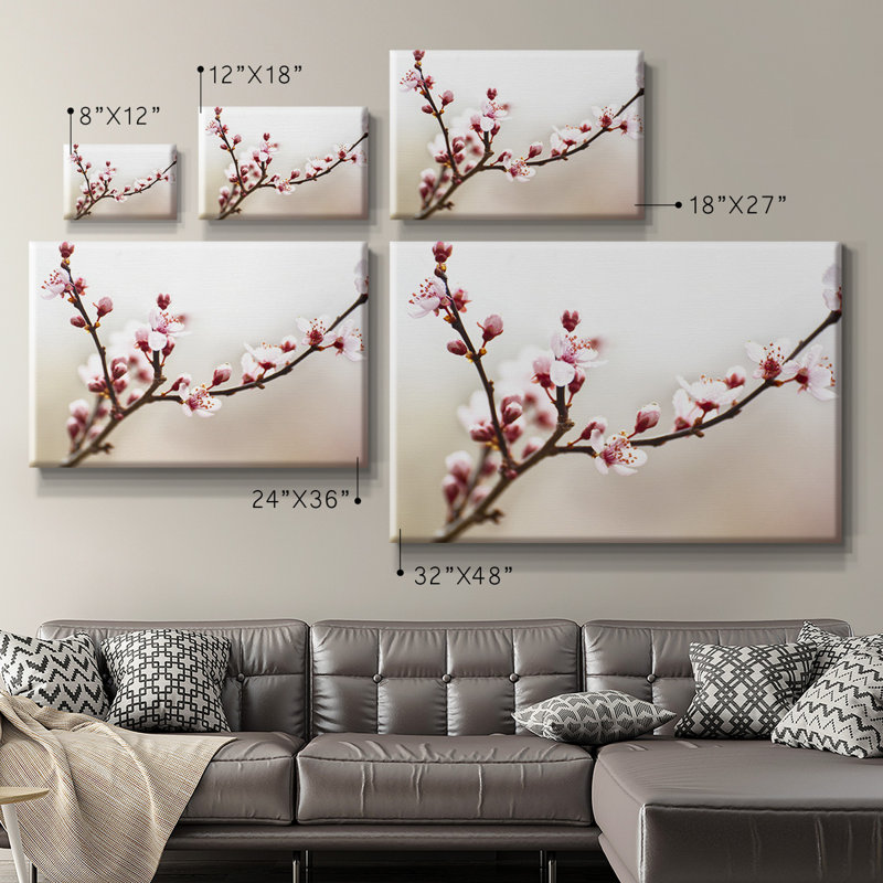 Cherry Blossom Study I, toile tendue avec châssis de qualité supérieure - prête à être accrochée, H 40 po x l 60 po