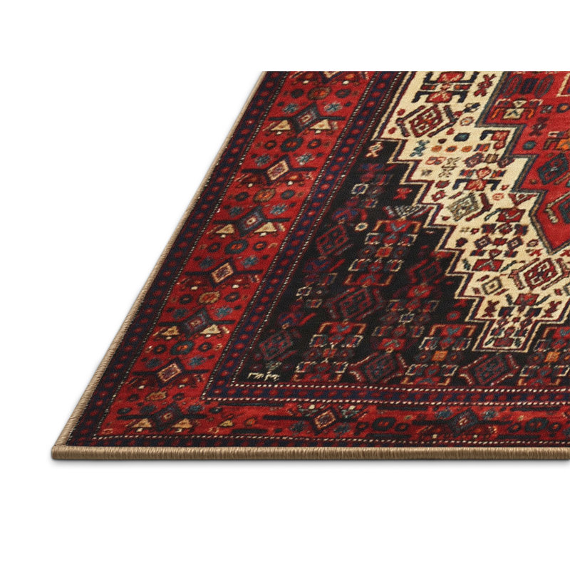 Tapis oriental rouge / crème, Rectangle 7 pi x 9 pi