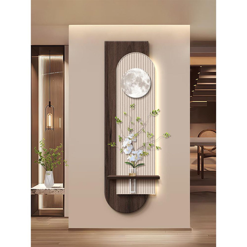 Art mural moderne luxueux à motif de lune et de fleurs - décor de vestibule, H 47,24 po x l 15,75 po x P 1,38 po