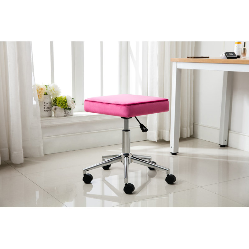 Adjustable Height Lab Stool with Removable Casters/Wheels, Pink