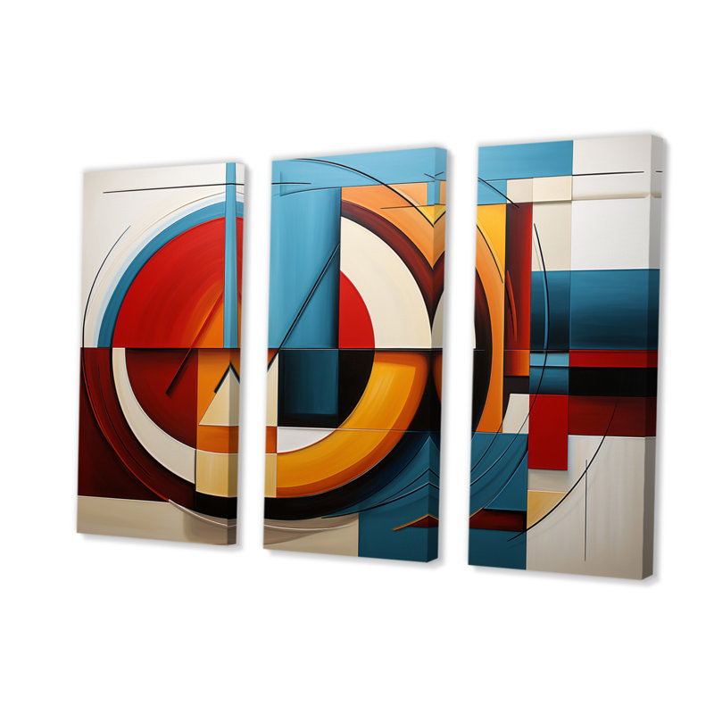 Hardedge Geometry I - 3 Piece Wrapped Canvas Print, 40" H x 60" W