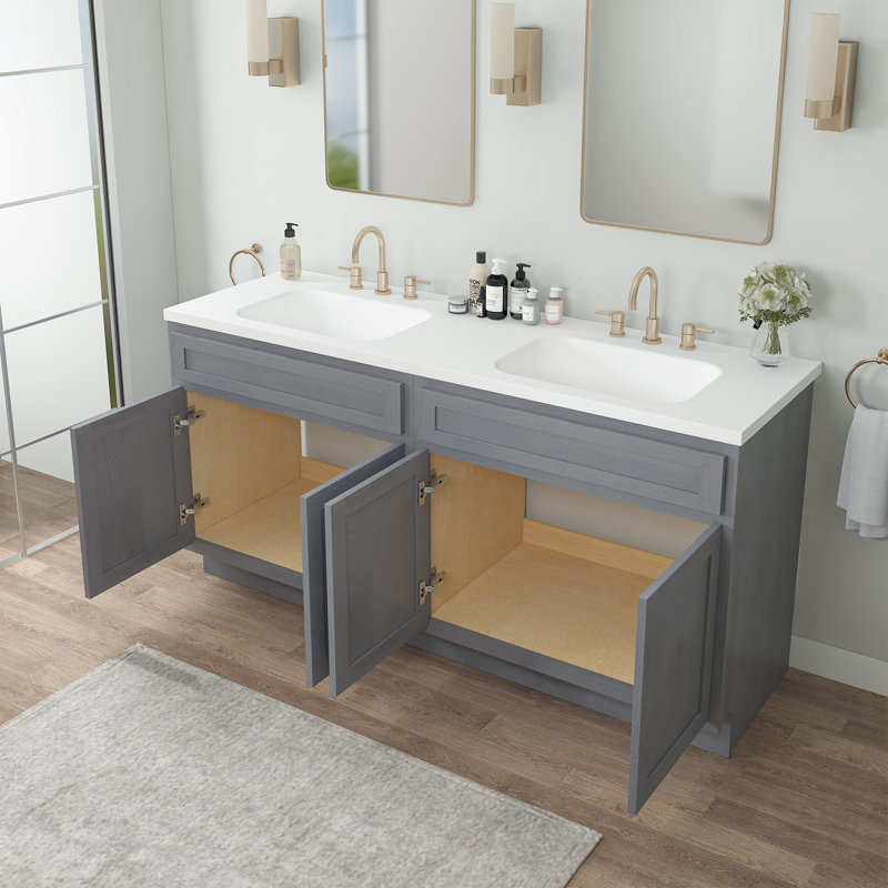Base de meuble-lavabo double 60 po seulement, Argent argent