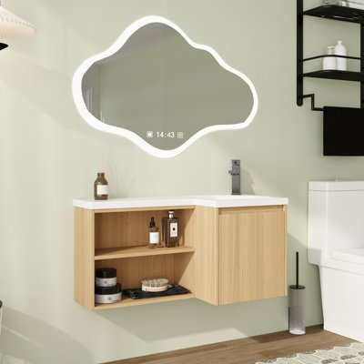36 inch Wall-Mounted Single Bathroom Vanity with Resin Top
