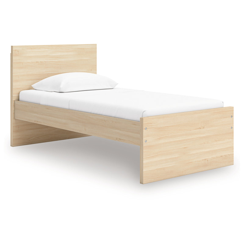 Lit plateforme à panneau simple Onita, Beige, Lit simple
