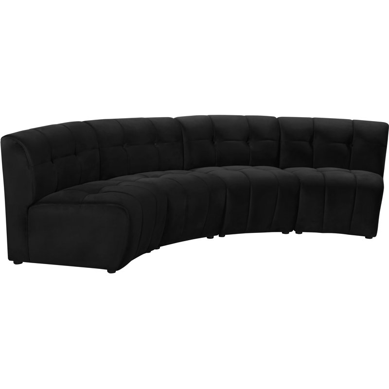 Jedson Velvet Sectional Symmetrical, Black Velvet