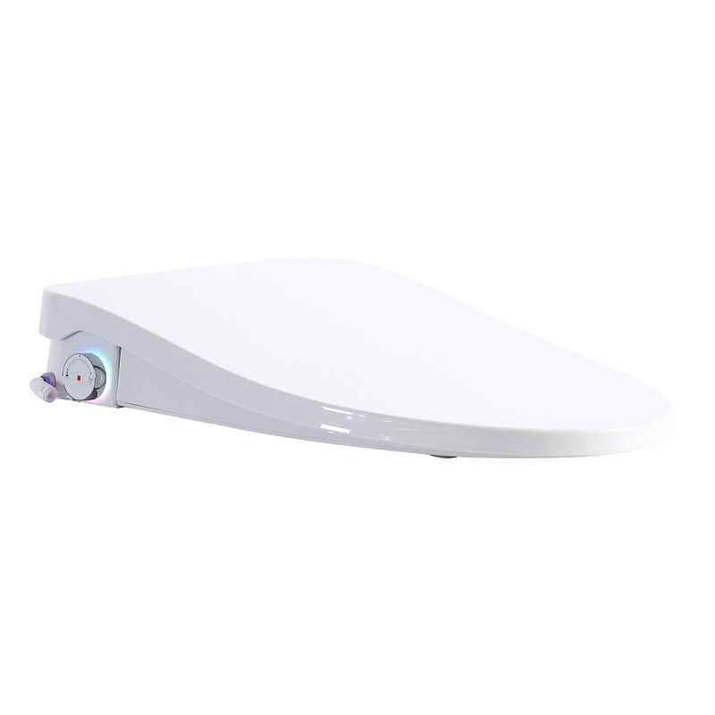 Smart Bidet Seat With Side Knob - Multiple Wash Modes, Water Temperature And Adjustment, Automatic Nozzle Cleaning, Digital Display, Night , White Plastic For Bathroom Refresh Modern
