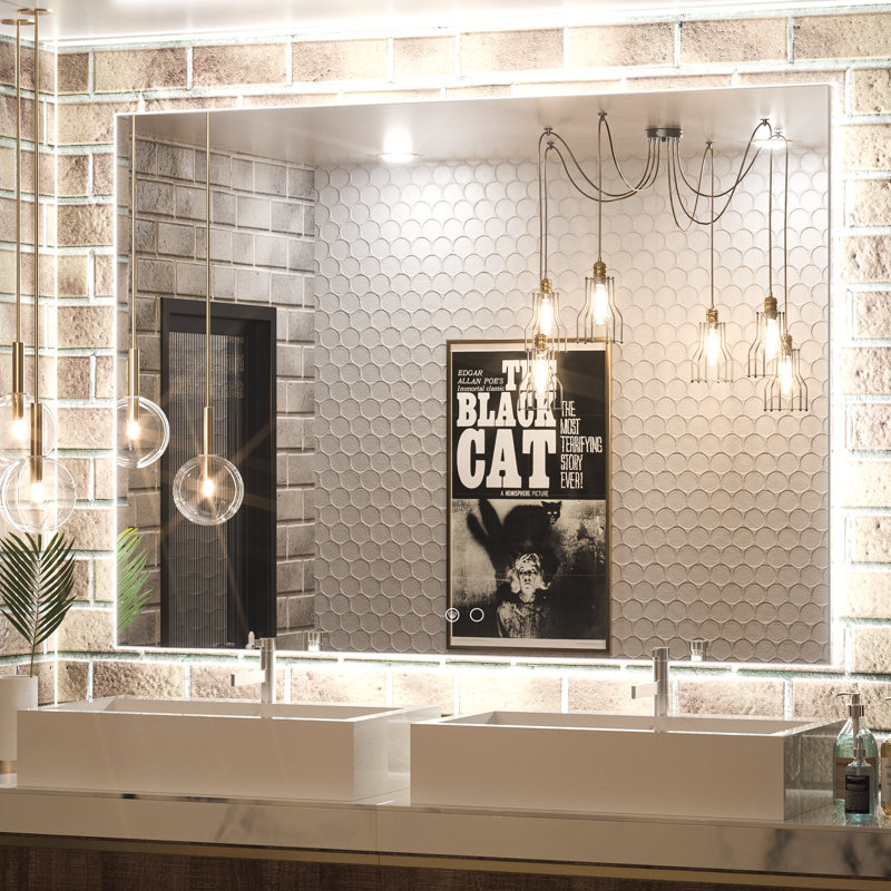 Adorna Dimmable Backlit LED Vanity Mirror with Anti-Fog, 36" x 48"