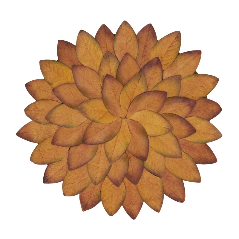 Copper Fall Leaves Round Plastic Placemats, 15" - Set of 4