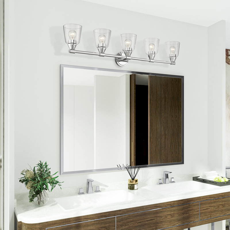 Éclairage pour meuble-lavabo à 5 lumières Adelinda, Chrome poli