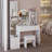 Makeup Vanity Desk With Mirror & LED Lights, Stool-1458248748