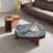 Modern Walnut And Sapphire Marble Irregular Coffee Table Nesting Set
