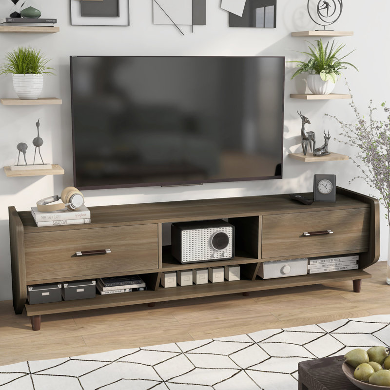 Astle TV Stand for TVs up to 78", Honey Walnut