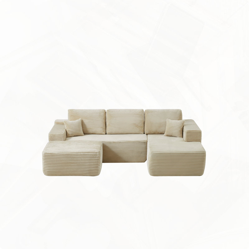 Canapé modulaire en forme de U de 104 pouces avec poches modulaires en U, Beige