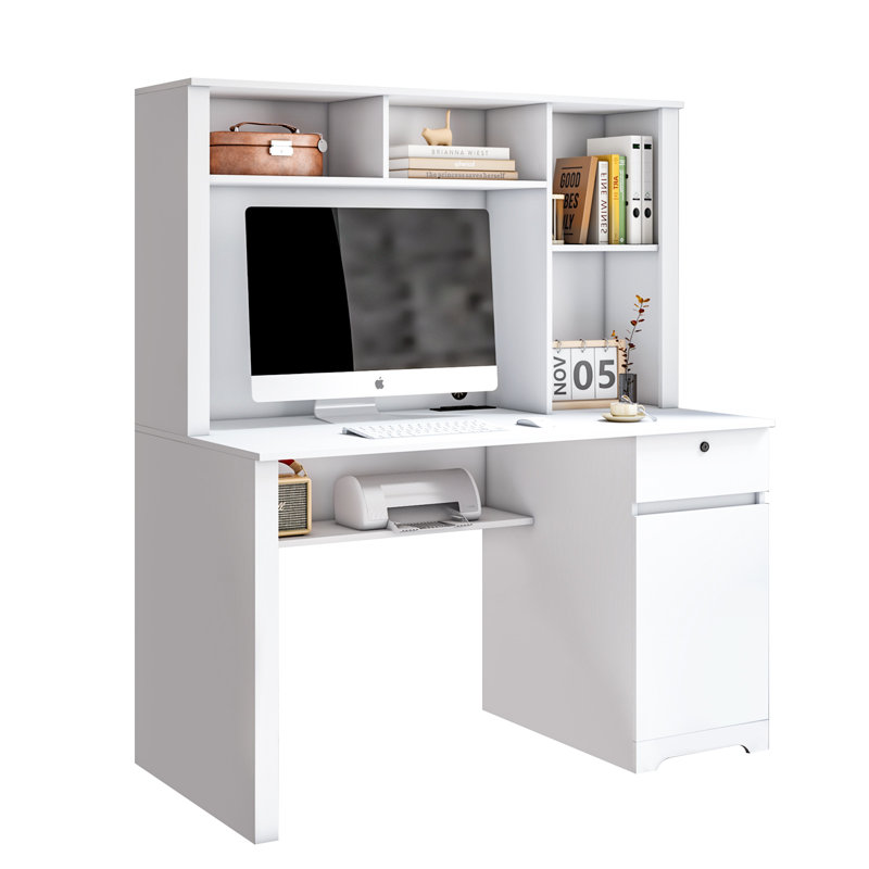 Computer Desk with Hutch and Outlet
