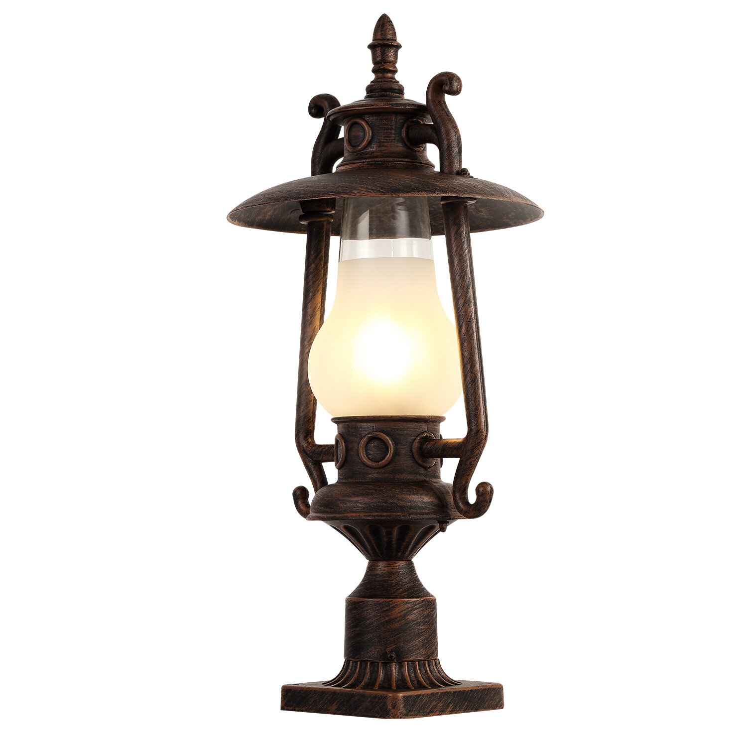 Black Outdoor Post Light Pillar Light E27*1(Without Bulb) Canora Grey