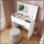 Flip Top Vanity Desk With LED Lighted Mirror & Built-In Outlet - Makeup Table With Drawers, Storage, And Hooks
