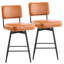 Ensemble de 2 tabourets de bar en similicuir noir et dossier en bois courbé, base en fer, pivotant-1438000874