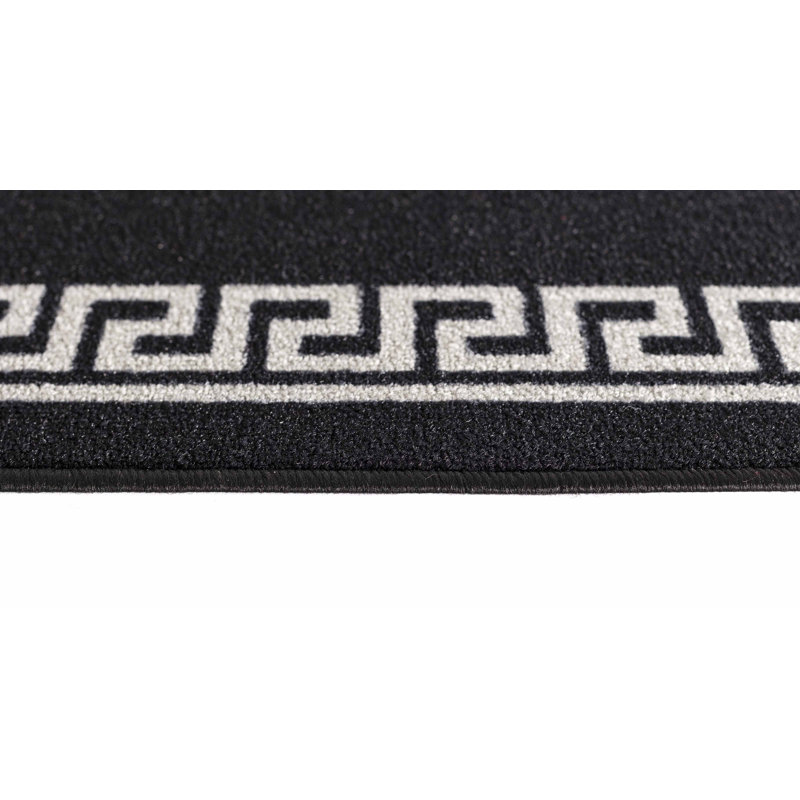 Rampzipoor Non-Slip Geometric Indoor Doormat, Rectangle 40 x 60cm, Black