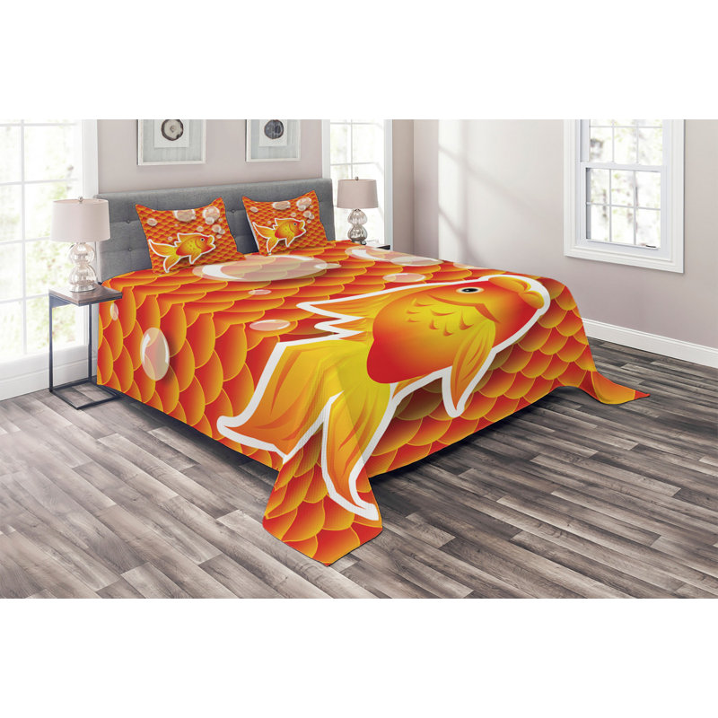 Coastal Polyester Coverlet, King Bedspread + 2 Shams