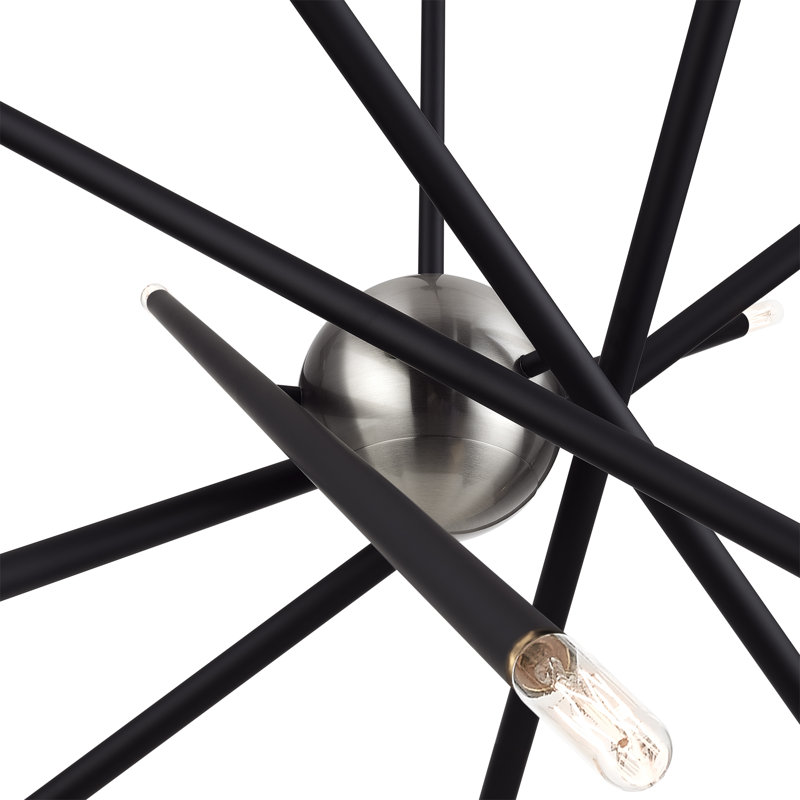 12 Light Brushed Nickel Large Chandelier, Black