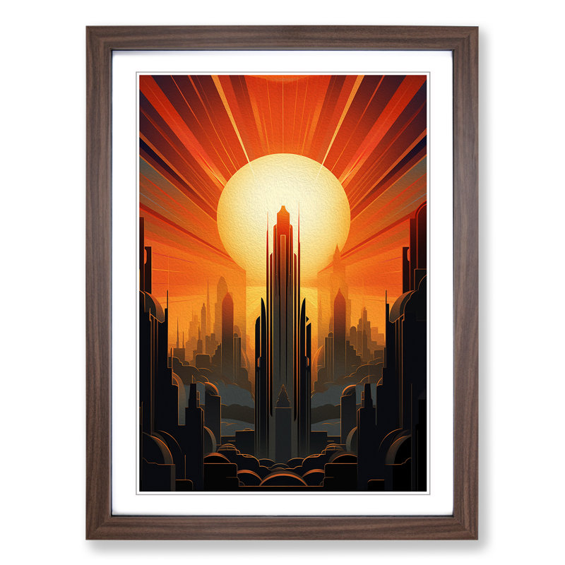 Single Picture Frame Print on Wood, 46cm H x 34cm W, Walnut Framed