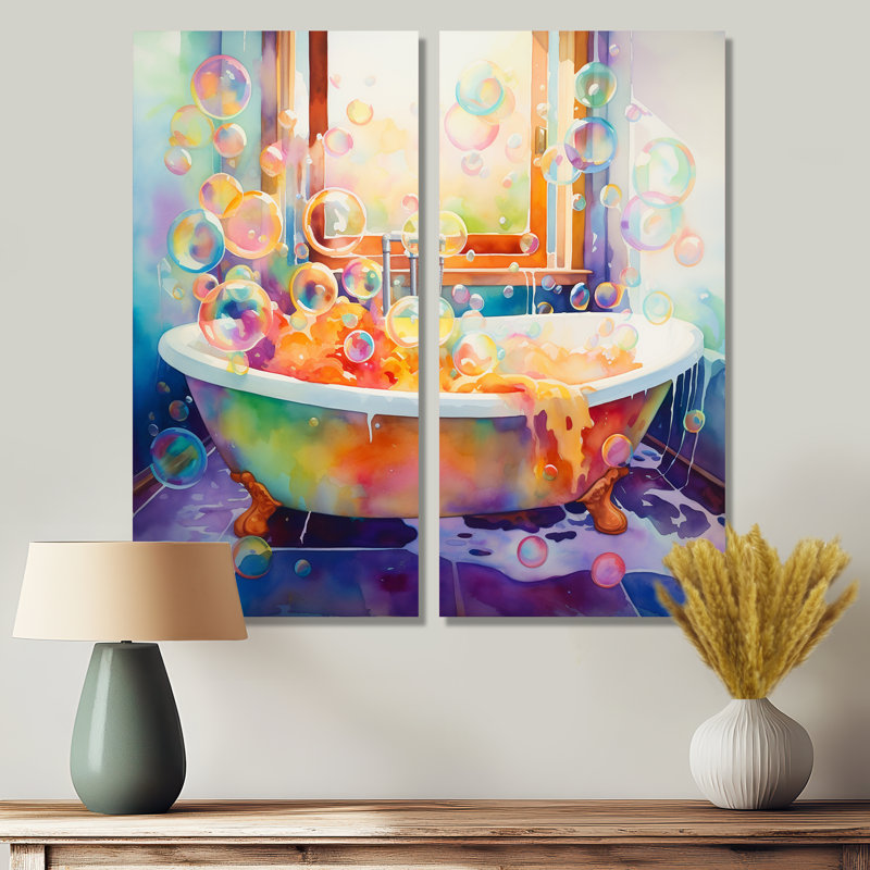 Bath Bathist Bubbles - Décoration murale moderne, H 20 po x l 24 po, Toile tendue, Ne s’applique pas