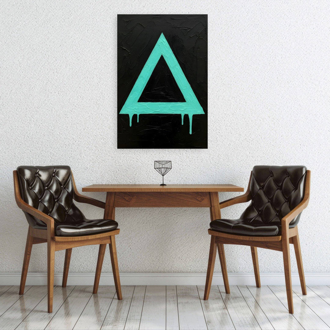 Teal Dripping Triangle Abstract Bold Geometric Wall Art Print
