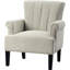 Fauteuil Accent Rivet crème sur structure en bois d'ingénierie massif, pieds carrés en caoutchouc fuselés, accoudoirs roulés, dossier carré, siège à ressorts à arc, coussin épais en mousse, tissu d'ameublement