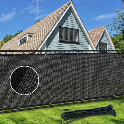 Fence Privacy Screen 5' X 50' Heavy Duty Balcony Privacy Screen, 170 GSM Outdoor Fencing Mesh Shade Net Cover 90% Blockage with Brass Grommets for Patio, Outdoor Backyard, Dark Green